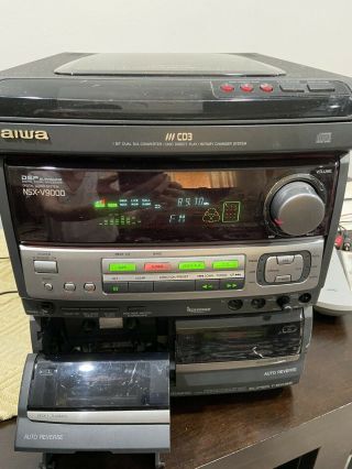 Vintage Aiwa Nsx - V9000 Mini Audio System Dsp 120w X 2 Karaoke Bbe -