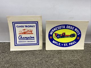 2 Vintage Water Slide Drag Racing Decal Minnesota Dragway Dragster Gas