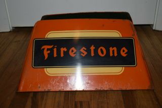 Vintage Firestone Gas Station Oil Advertising Tire Holder Rack Displays Sign