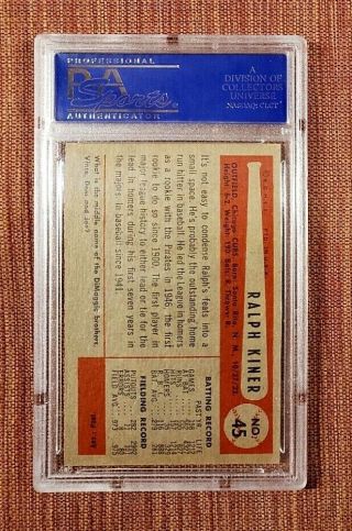 1954 Bowman 45 Ralph Kiner Chicago Cubs Vintage Baseball Card PSA 7 NM 2