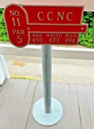 Ccnc 11th Hole Par 5 Marker,  Heavy Duty Red Golf Street Sign/stand Authentic