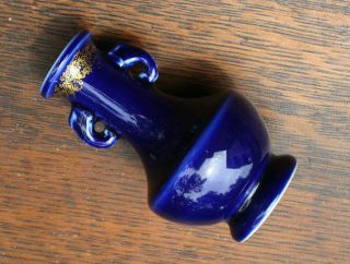 Antique Chinese Porcelain Cobalt Blue Bud Vase with Gold Leaf Trim 2