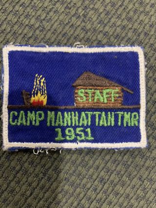1951 C/e Boy Scout Patch Camp Manhattan Tmr Staff Bsa
