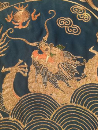 Chinese Vtg Hand Embroidered Silk Blend Panel 3