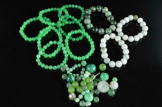 5797: Japanese Stone Jade/jewels Buddhism Rosary,  String Of Beads Bundle