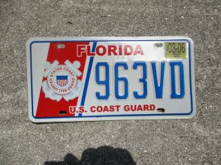 Florida 2006 U.  S.  Coast Guard License Plate 963 Vd