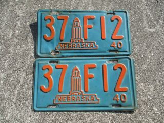 Nebraska 1940 License Plate Pair 37 F12