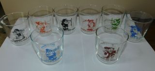 Vintage Bosco Glass Snow White And The Seven 7 Dwarfs Drinking Tumblers Set