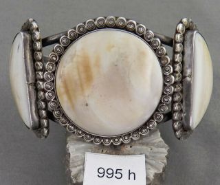 Vintage Navajo Sterling Silver & Shell Bracelet
