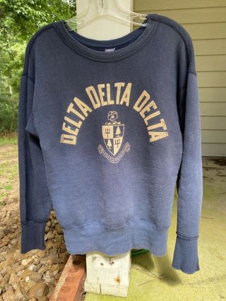 Vintage Champion Running Man 50s 1956 College Sweatshirt Blue Delta Small Rare