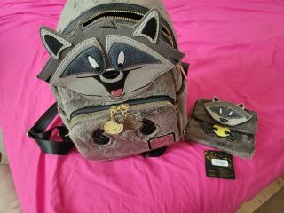 Loungefly Disney Pocahontas Meeko Fuzzy Tail Mini Backpack & Wallet