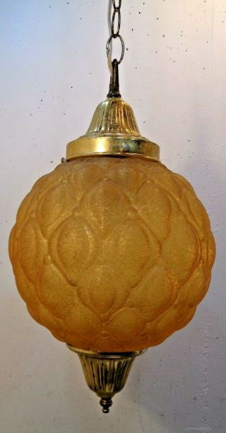 Vintage Mid Century Modern Gold Hanging Swag Lamp Retro 1960 