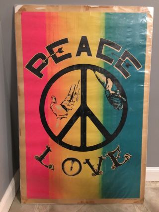 Peace And Love 1969 Color Lithographic Poster Antiwar Hippie 23x35