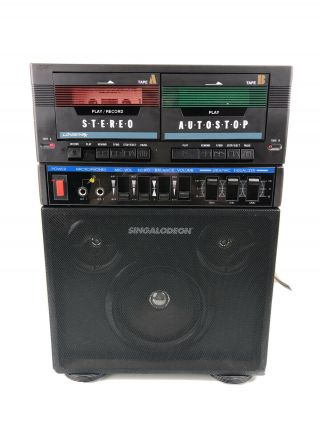 Vintage Singalodeon Portable Stereo Karaoke Model K - 5 Double Cassette Player Rec