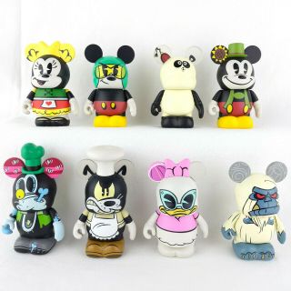 Disney Vinylmation 3  Mickey Mouse Cartoon Series Complete 8 Figure Set Chaser
