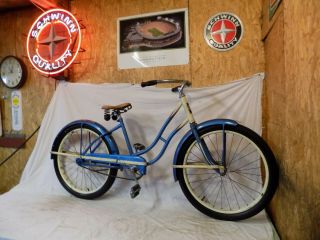 1950s Jc Higgins Ladies 24 Vintage Bicycle Elgin Murray Sears Blue 50s Cwc 50 1