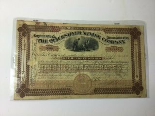 Quicksilver Mining Company 100 Shares Capital Stock Certificate 1891