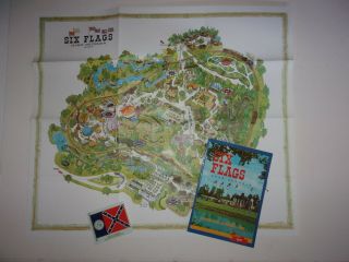 1975 Six Flags Over Georgia Souvenir Book Poster Iron On Pictorial Guide 206
