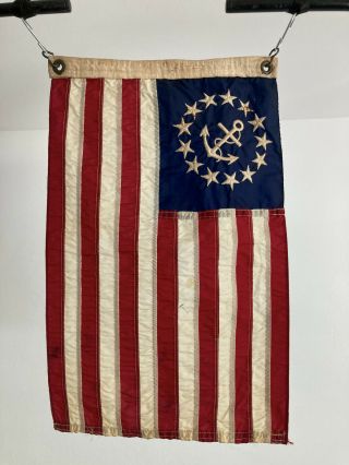 Vintage American Flag Betsy Ross 13 Stars 12 " X 18 " Yacht Ensign Boat Ship Nylon