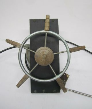 Vtg Chris - Craft Boat Steering Wheel 5 Wood Spoke Steermaster Cable Parts