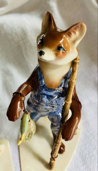 Hagen Renaker Fishing Papa Fox Bone China Figurine Retired