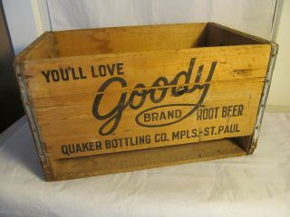 Vintage Goody Brand Root Beer 24 - Bottle Soda Crate Box Quaker Btlg Mn