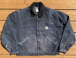 Vtg Carhartt Men’s Blanket Line Black Detroit Jacket Size 44 M Faded Usa Made
