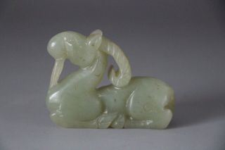Chinese Antique Qing Dynasty 100 Natural Hetian Jade Hand - Carved Sheep Statues
