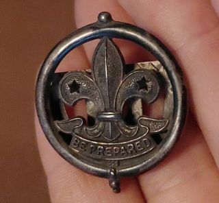Vintage Collins London Boy Scout Leader Silver Hat Badge Plume Pin Only