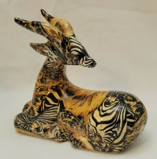 Lavie Antelope Gazelle Figurine African Safari Patchwork Ceramic La Vie