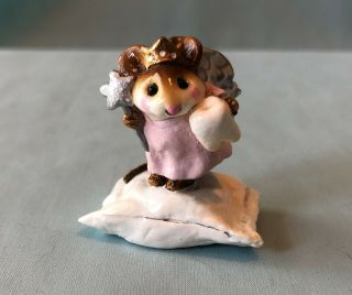 Wee Forest Folks 1987 Tooth Fairy M - 148 Pink Dress Retired Mouse On Pillow