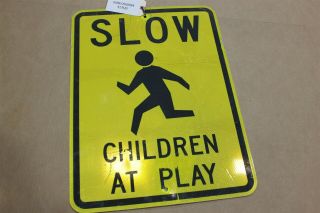 Authentic Slow Children At Play Road Sign Real Street Vintage Retired 24 " X18 "
