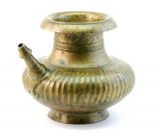 Antique 18thc South Indian Deccan Ribbed Brass Lota Spouted Water Pot