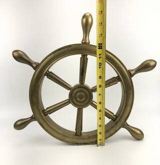 Vintage 16” Solid Brass Nautical Ship Captains Wheel Decor Wall Hanger Read