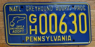 Pa Pennsylvania License Plate National Greyhound Adoption Program Gh00630