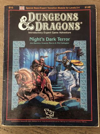 Night’s Dark Terror Vintage Dungeons And Dragons Expert Game Adventure