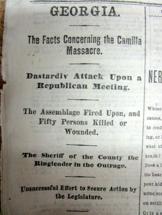 Best 2 1868 Newspapers White Supremacists Massacre Negr0es @ Camilla Georgia