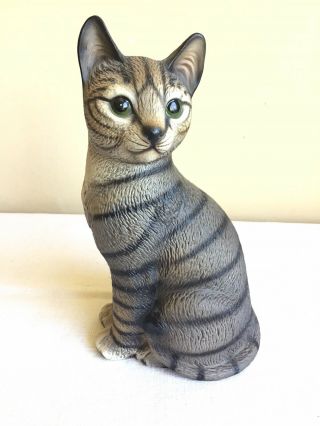 Vtg Japan House Of Global Art The Harvey Knox Handpainted Striped Cat Figurine