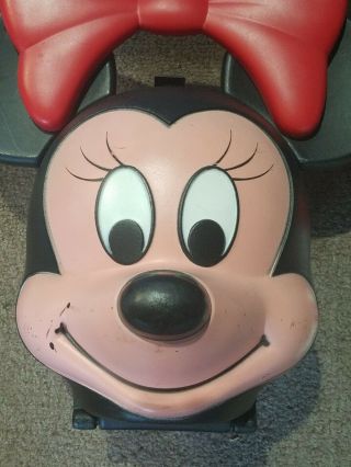 Vintage Disney Minnie Mouse Head Lunch Box / Pail Plastic Aladdin WITH THERMOS 2