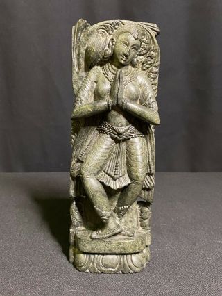 Natural Stone Carved Asian Or Oriental Thai Indian Princess Figurine