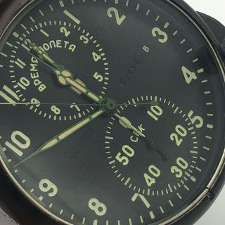 Vintage Soviet Cockpit Clock ACHS - 1 Chronograph USSR Aircraft Pilot Plane LUM 3