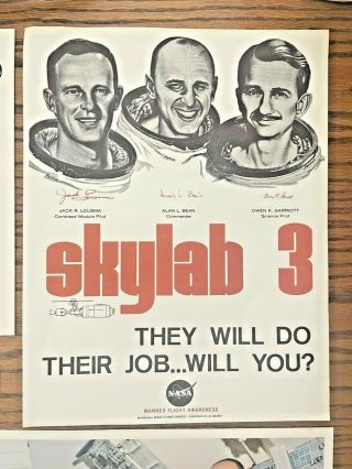 1973 NASA SKYLAB 3 SL - 2 MFA Crew and Mission Lithographs,  Memo,  Brochure,  BONUS 2