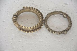 2 Pc Old Brass Handcrafted Engraved Solid Bracelets / Bangles,  Rich Patina