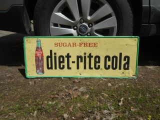 Vintage Sugar Diet - Rite Cola 32 " X 12 " Soda Bottle Tin Sign
