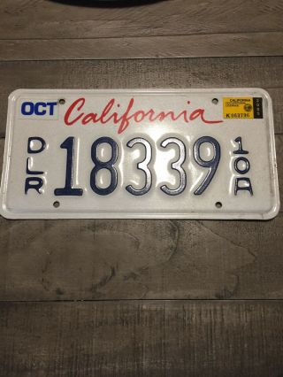 October 2005 Ca California Dealer Dlr License Plate 18339 Plate