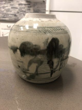 17th C.  Antique Chinese Ming Dynasty Porcelain Blue White Ginger Jar Pot Vase