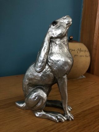 Moongazing Hare Silver Effect Sculpture By Harriet Glen Home Decor Rabbit