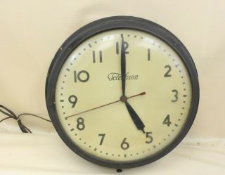 Vintage Hanging Large 17 " Telechron Electric Wall Clock Industrial School Clock