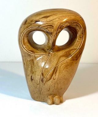 Mid Century Modern Abstract Ceramic Pottery Owl Figurine Statue 7 "