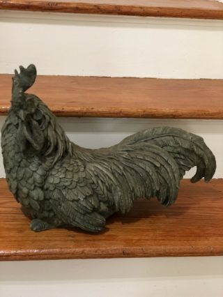 Large Green Resin Distressed Rooster Farmhouse Country Home Decor